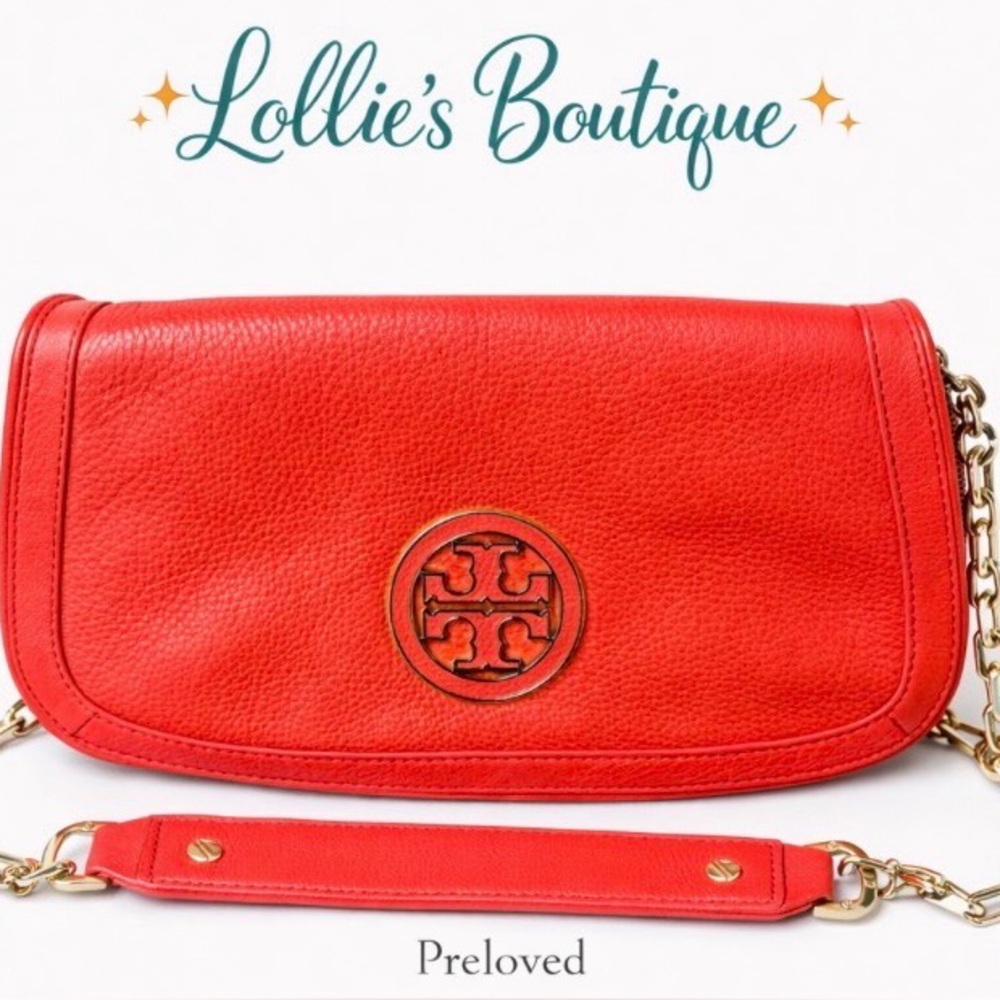 Tory Burch Red Crossbody Bag with Gold Chain